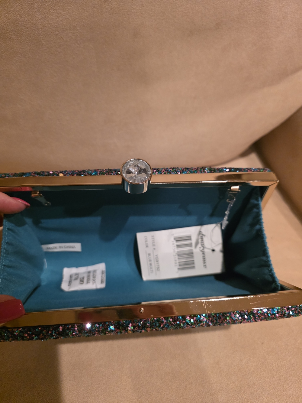 Blue Multi Glitter Box Clutch - Picture 8 of 15